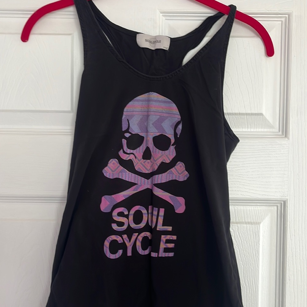 soulcycle Skull Racerback Black Tank Top